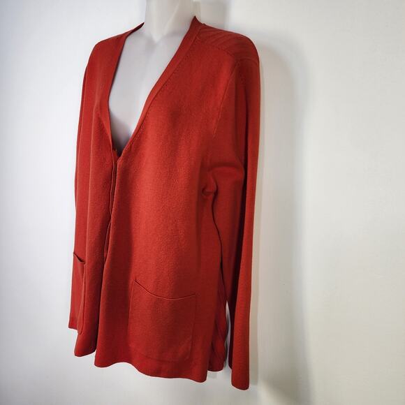 Cabi Cardigan Sweater Womens XL Passage Ribbed V-Neck Pockets Molten Lava 3888 - Picture 3 of 14